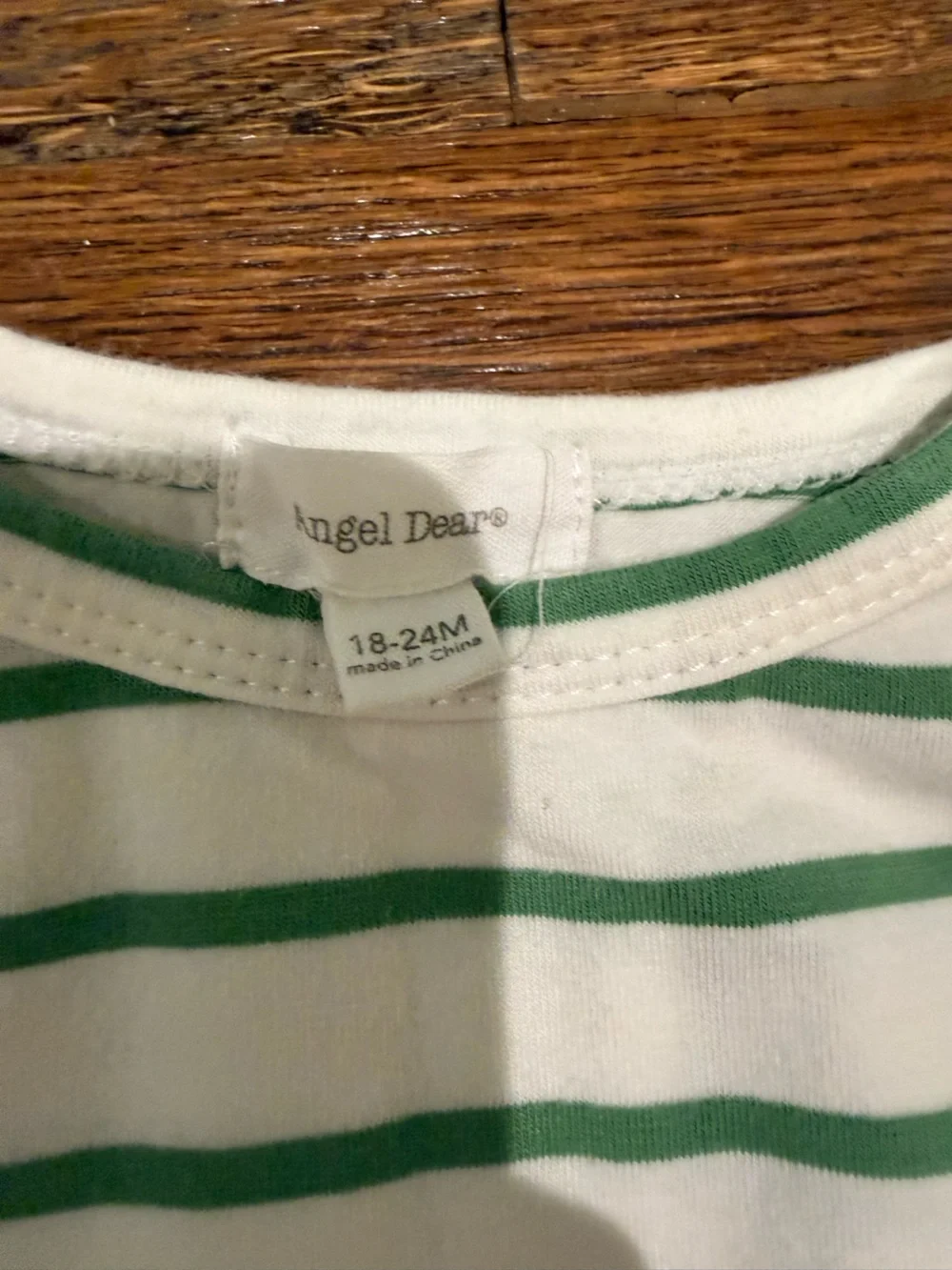 Angel Dear White One-Piece with Green Stripes